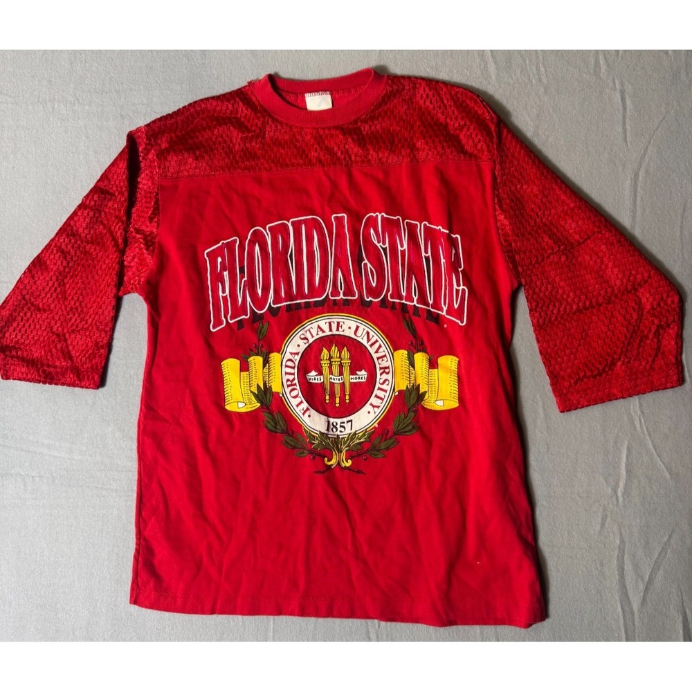 Vintage Jostens Florida State FSU Seminoles Mens M Red Mesh Jersey Shirt RN32638